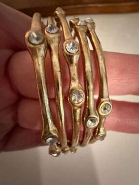 Source Unknown Gold-Tone Crystal Stackable Bangle Set